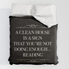 A CLEAN HOUSE IS A SIGN Duvet Cover - Literary Lifestyle Company