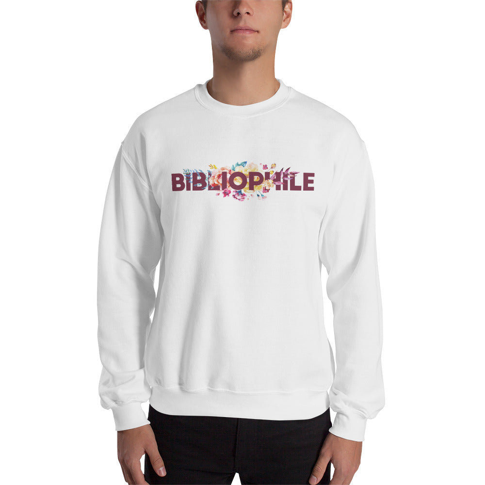 BIBLIOPHILE Floral Sweatshirt - Literary Lifestyle Company