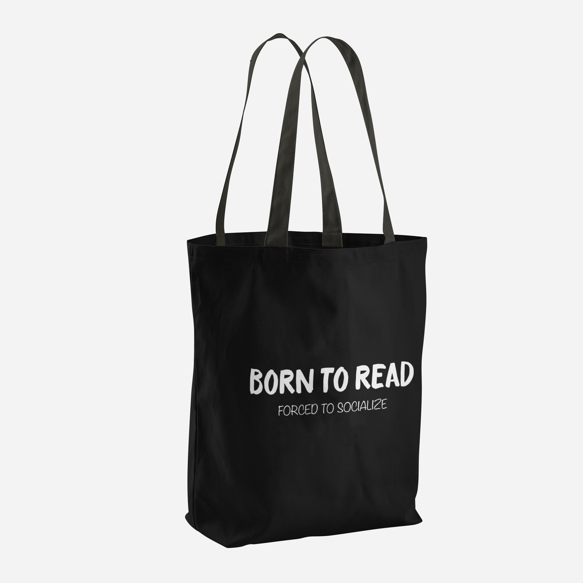 BORN TO READ. Forced to Socialize. Tote Bag - LitLifeCo.