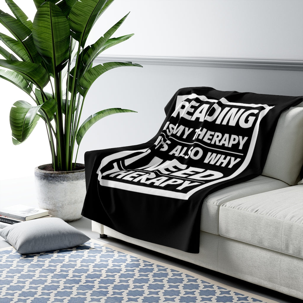 READING IS MY THERAPY Throw Blanket - Literary Lifestyle Company